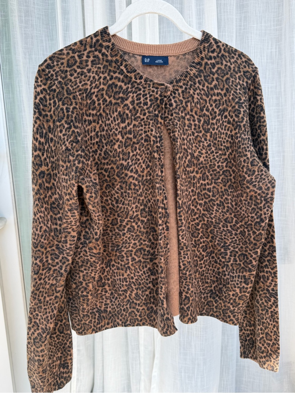 GAP Leopard Print Open Cardigan Jacket - Brown